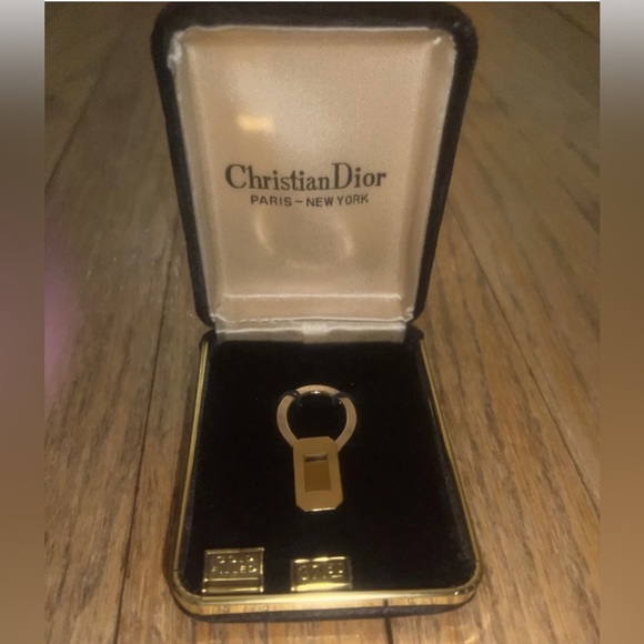 NIB Vintage CHRISTIAN DIOR Gold Filled Scarf Ring - New Unused in Original Box - Picture 1 of 2